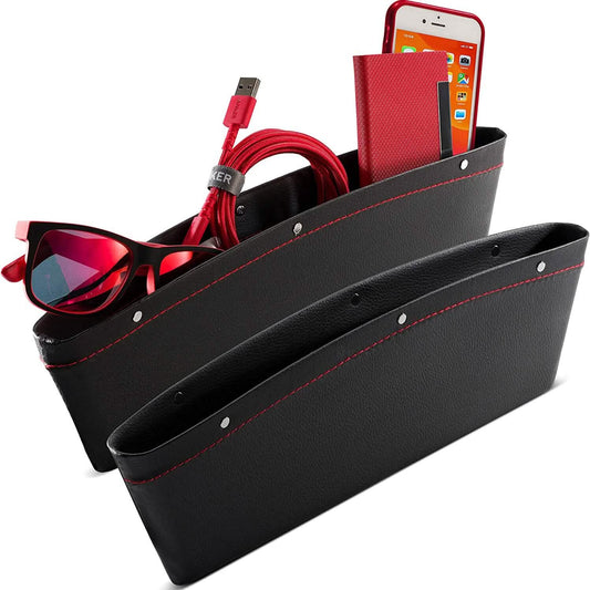 EasyOptionXY leather car seat gap filler organizer, 2 pack
