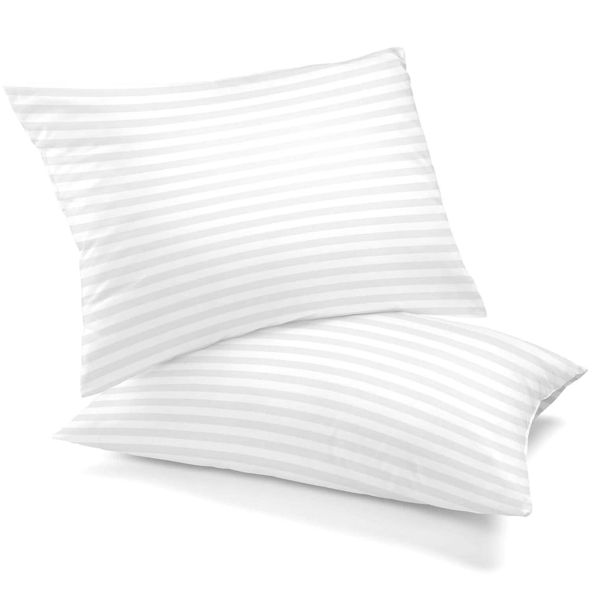 Lux Decor Collection cotton stripe plush bed pillows, queen, 2 pack