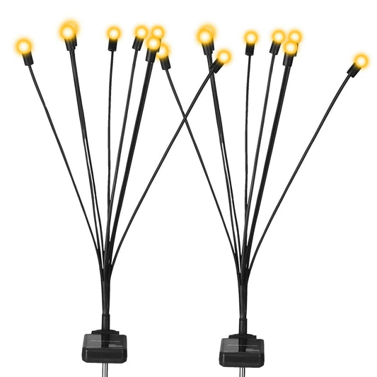 EasyOptionXY solar swaying firefly pathway lights in warm white, 2 piece