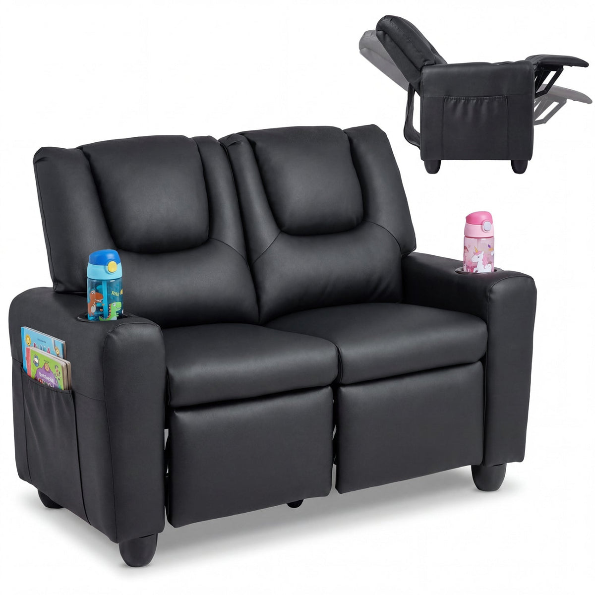 GBruno Store 2 seater kids recliner sofa with cup holders, view 37