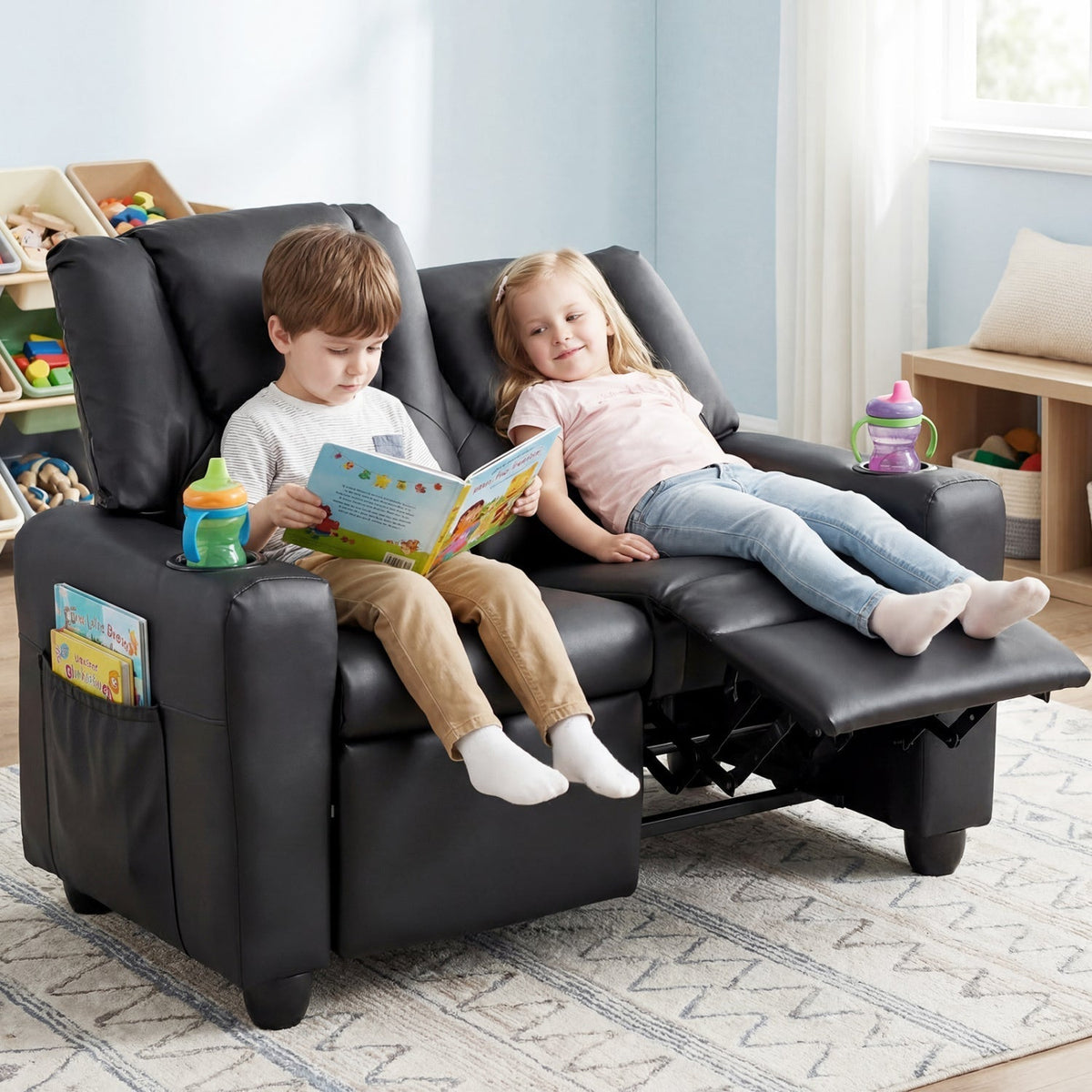 GBruno Store 2 seater kids recliner sofa with cup holders, view 38