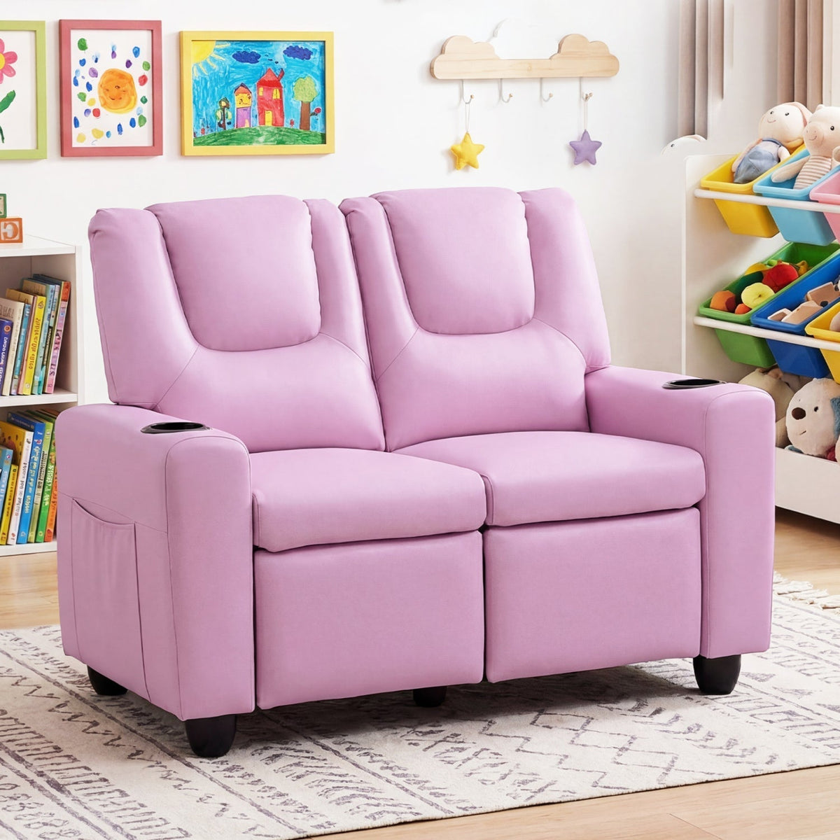GBruno Store 2 seater kids recliner sofa with cup holders, view 6