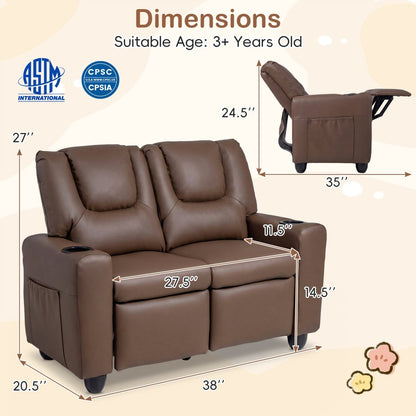 GBruno Store 2 seater kids recliner sofa with cup holders, view 15