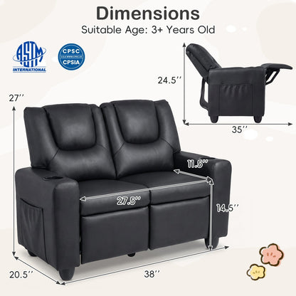 GBruno Store 2 seater kids recliner sofa with cup holders, view 36