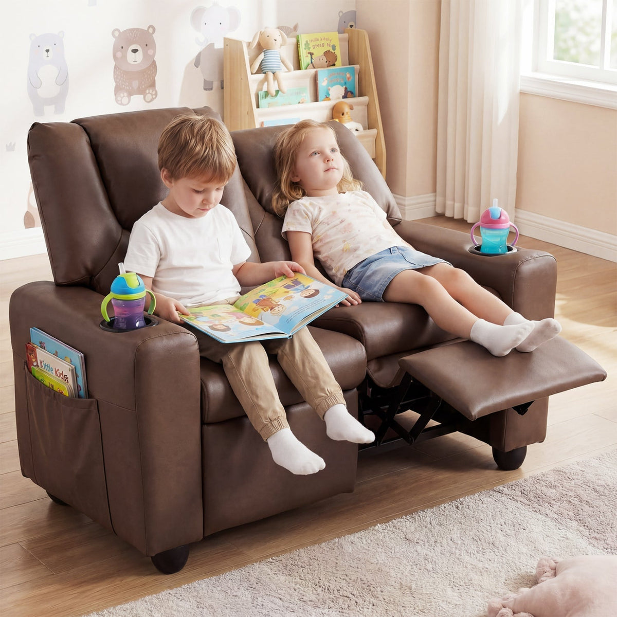 GBruno Store 2 seater kids recliner sofa with cup holders, view 16