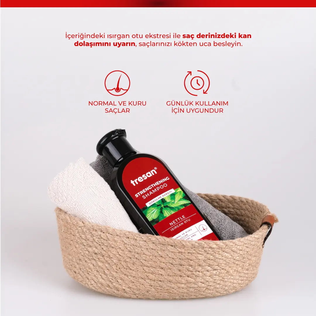 Tresan Nourishing Shampoo with Nettle Extract - 10.14 fl oz - Strengthens Hair, Natural Hair Care by Beauty Care Bag