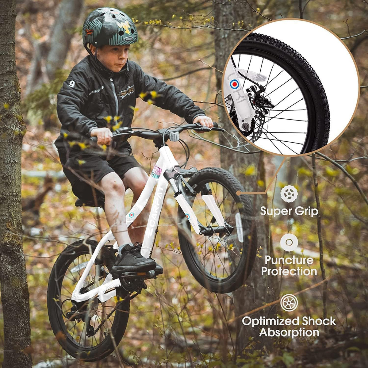 7-speed 20 inch kids mountain bike with front suspension fork, GBruno Store, view 5