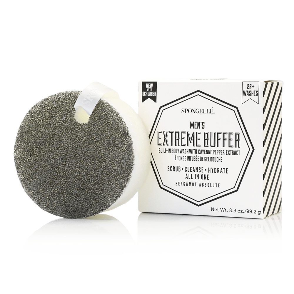 Spongellé 20+ Men's Extreme buffer with black scrubber, Bergamot Absolute