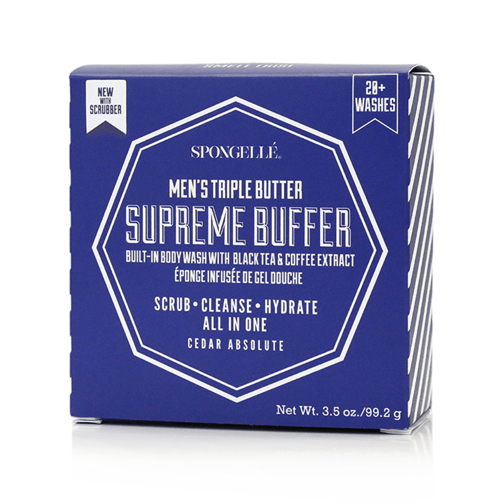 Spongellé 20+ Men's Supreme buffer with black scrubber, Cedar Absolute, view 4