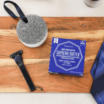 Spongellé 20+ Men's Supreme buffer with black scrubber, Cedar Absolute, view 2