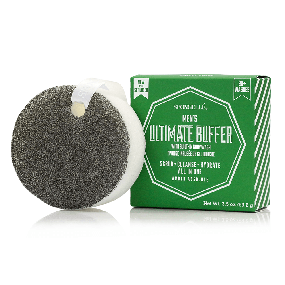 Spongellé 20+ Men's Ultimate buffer with black scrubber, Amber Absolute