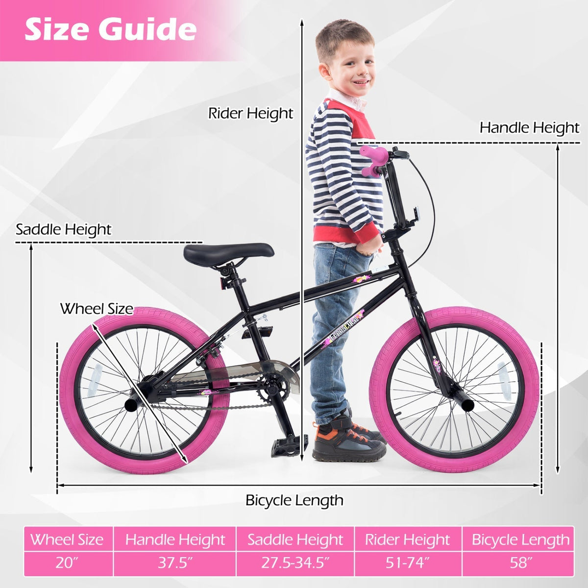 Kids freestyle trick bike with 360 degree handlebar and adjustable seat, GBruno Store, view 6