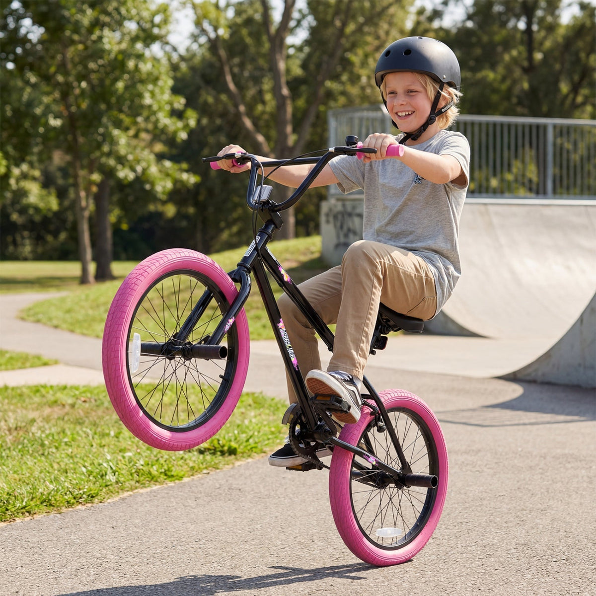 Kids freestyle trick bike with 360 degree handlebar and adjustable seat, GBruno Store, view 4