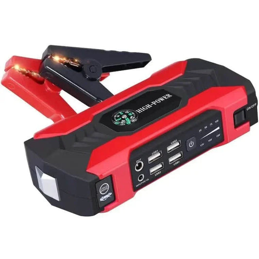 Red 20000mAh car jump starter power bank, 200-600A, by EasyOptionXY