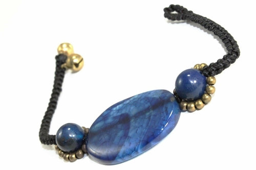 Blue Agate Slice & Rounds Bracelet by Silver Hestia