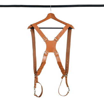 Double Camera Strap Harness- Tan Brown by Classy Leather Bags