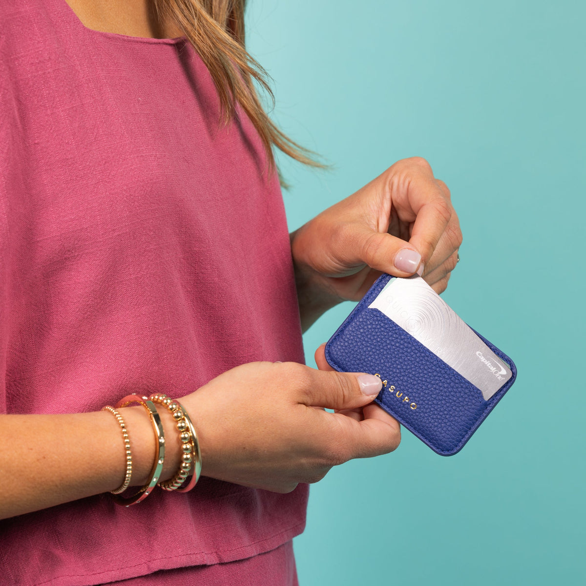 Mag Safe Leather Wallet with RFID - Cobalt by CASUPO