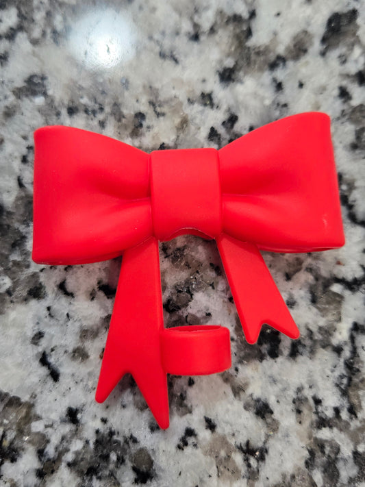 Christmas red bow 10mm silicone straw topper by THE SALTY CHIC