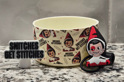 Snitch Elf 10mm silicone straw topper by THE SALTY CHIC, view 2