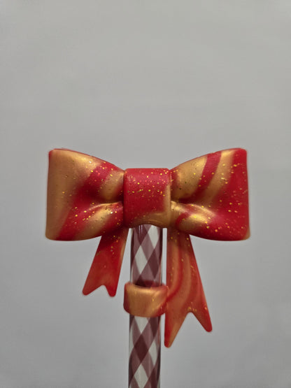 Scarlet Tinsel Glittered Bow Topper by THE SALTY CHIC