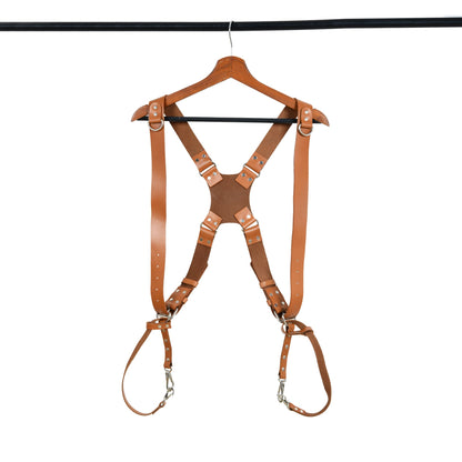 Double Camera Strap Harness- Tan Brown by Classy Leather Bags