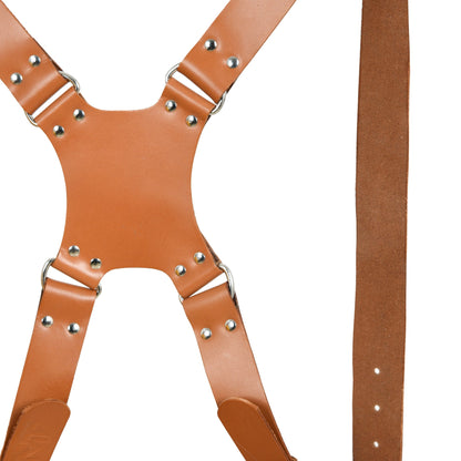 Double Camera Strap Harness- Tan Brown by Classy Leather Bags