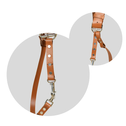 Double Camera Strap Harness- Tan Brown by Classy Leather Bags