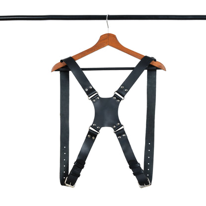 Dual Leather Camera Strap Harness- Black by Classy Leather Bags