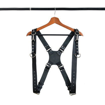 Dual Leather Camera Strap Harness- Black by Classy Leather Bags