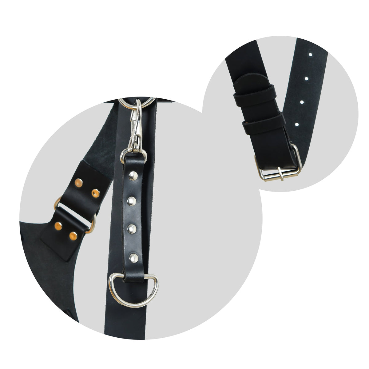Dual Leather Camera Strap Harness- Black by Classy Leather Bags