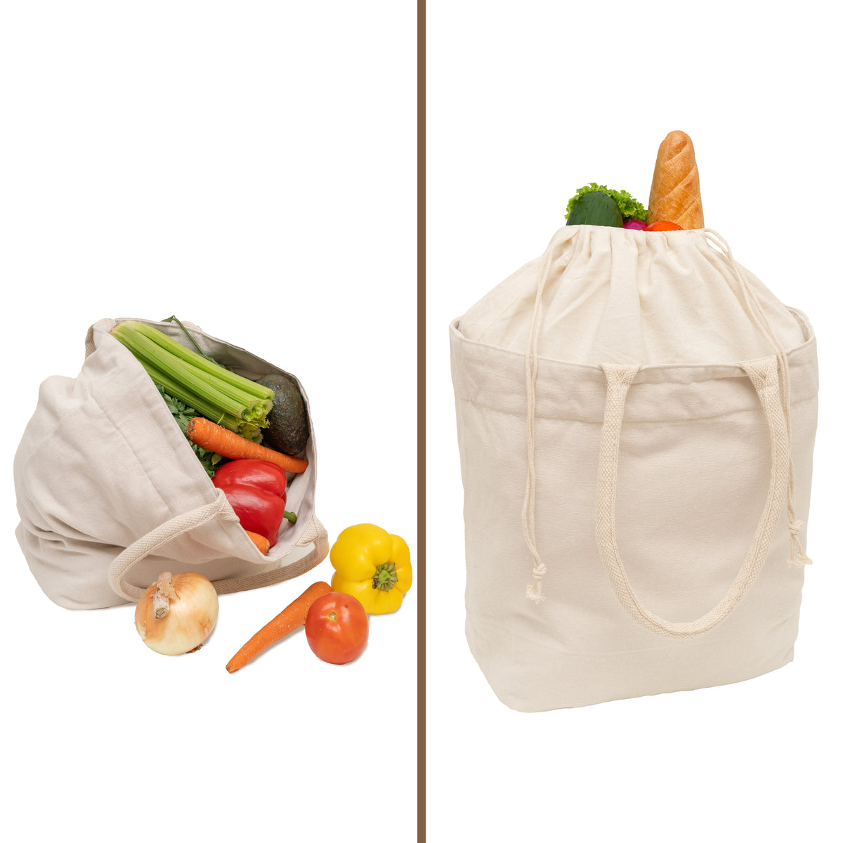Canvas Grocery Tote with Drawstring by Organic Cotton Mart