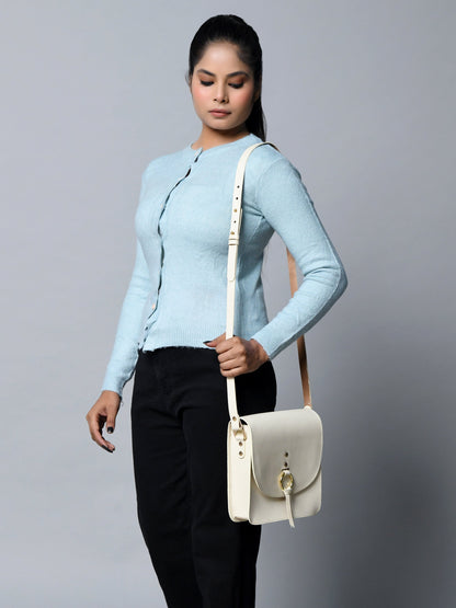 White Elegance Crossbody Sling Bag by Classy Leather Bags