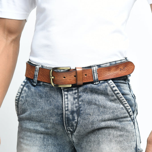 Formal Tan Leather Belt for Men by Classy Leather Bags