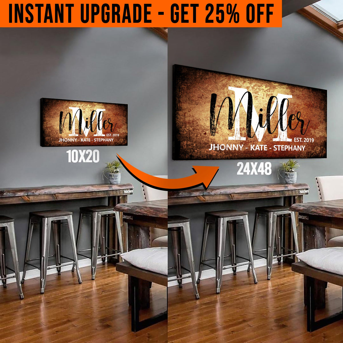 Upgrade Your 20x10 Inches 'Family' (Style 1) Canvas To 48x24 Inches by Tailored Canvases