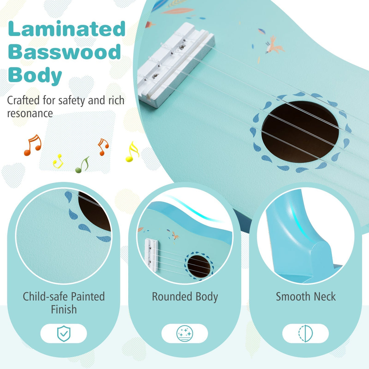 21 inch kids ukulele with basswood body, GBruno Store, view 8
