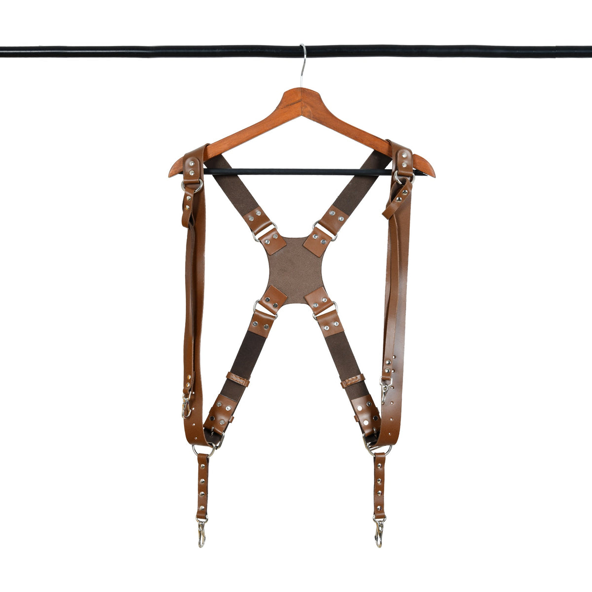Double Camera Strap Harness- Brown by Classy Leather Bags