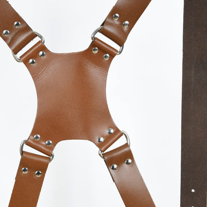 Double Camera Strap Harness- Brown by Classy Leather Bags