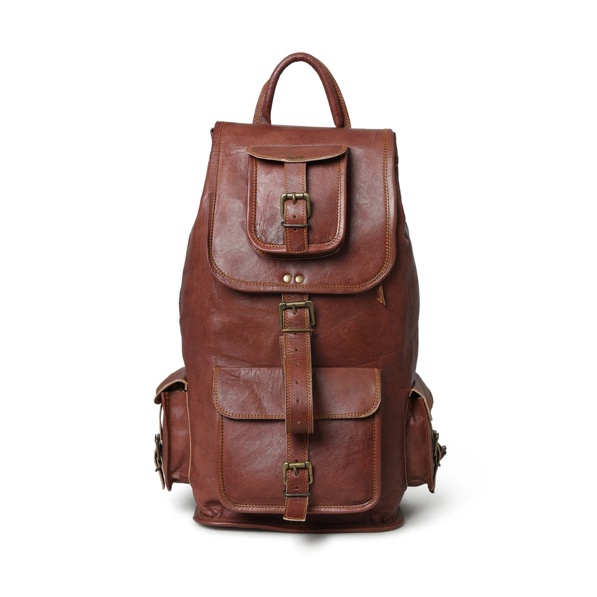 Rictus Hiking Backpack- Walnut Brown by Classy Leather Bags