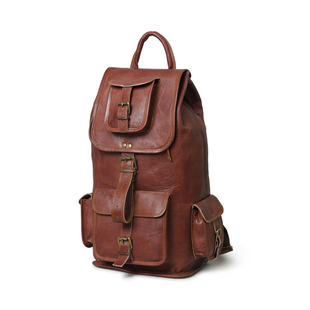 Rictus Hiking Backpack- Walnut Brown by Classy Leather Bags
