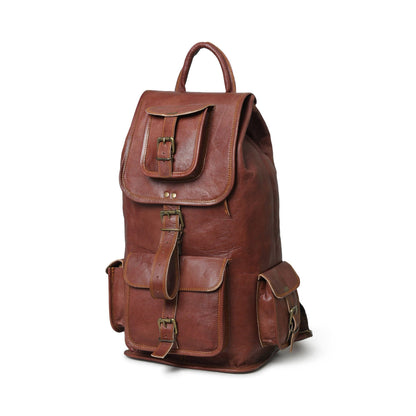 Rictus Hiking Backpack- Walnut Brown by Classy Leather Bags