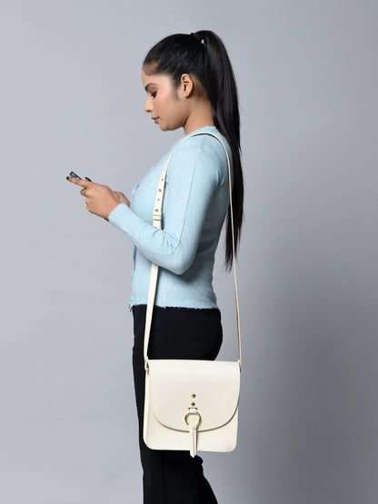 White Elegance Crossbody Sling Bag by Classy Leather Bags