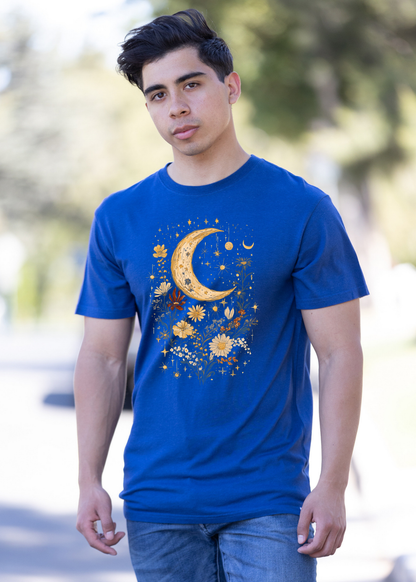 Celestial Moon Boho Flowers Vintage unisex bamboo graphic T-shirt – view 11