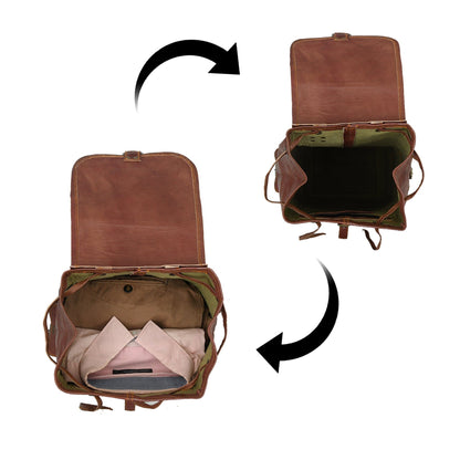 Rictus Hiking Backpack- Walnut Brown by Classy Leather Bags