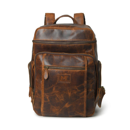 Alpha Caramel Buffalo Leather Travel Backpack by Classy Leather Bags