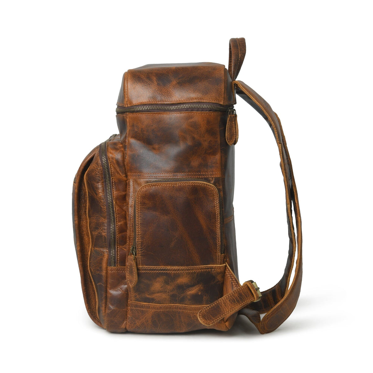 Alpha Caramel Buffalo Leather Travel Backpack by Classy Leather Bags