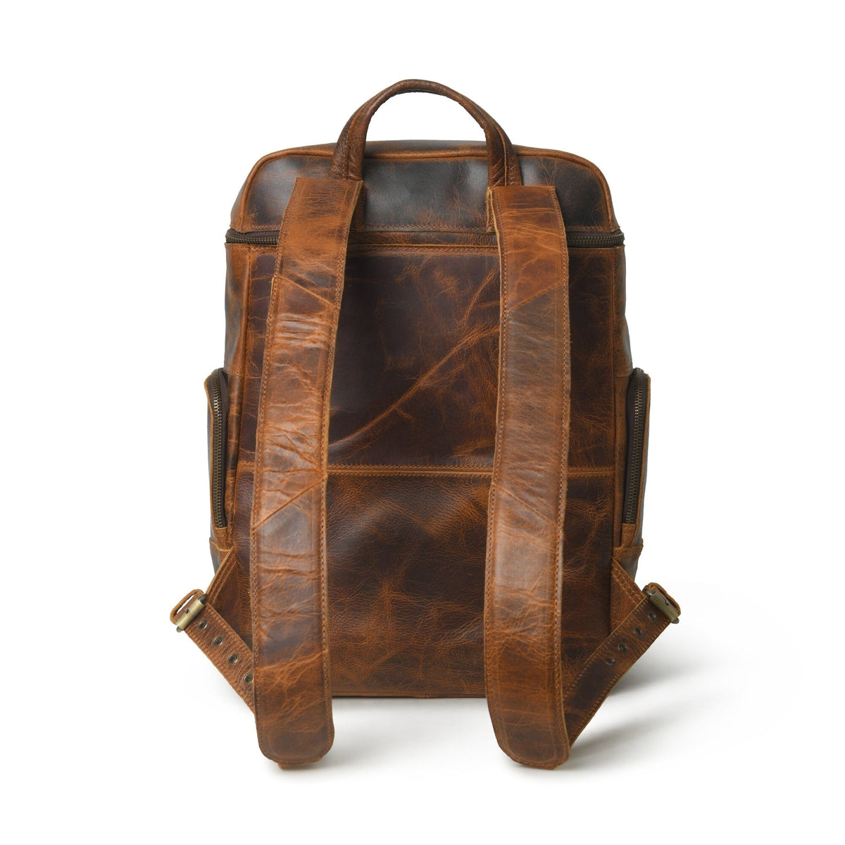 Alpha Caramel Buffalo Leather Travel Backpack by Classy Leather Bags