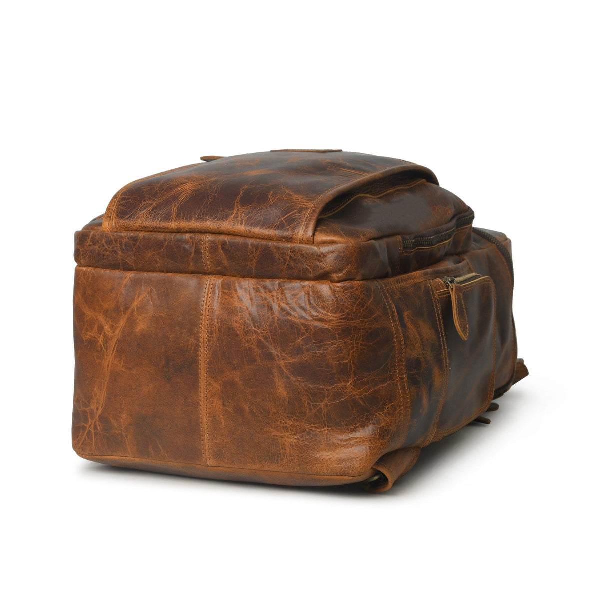 Alpha Caramel Buffalo Leather Travel Backpack by Classy Leather Bags