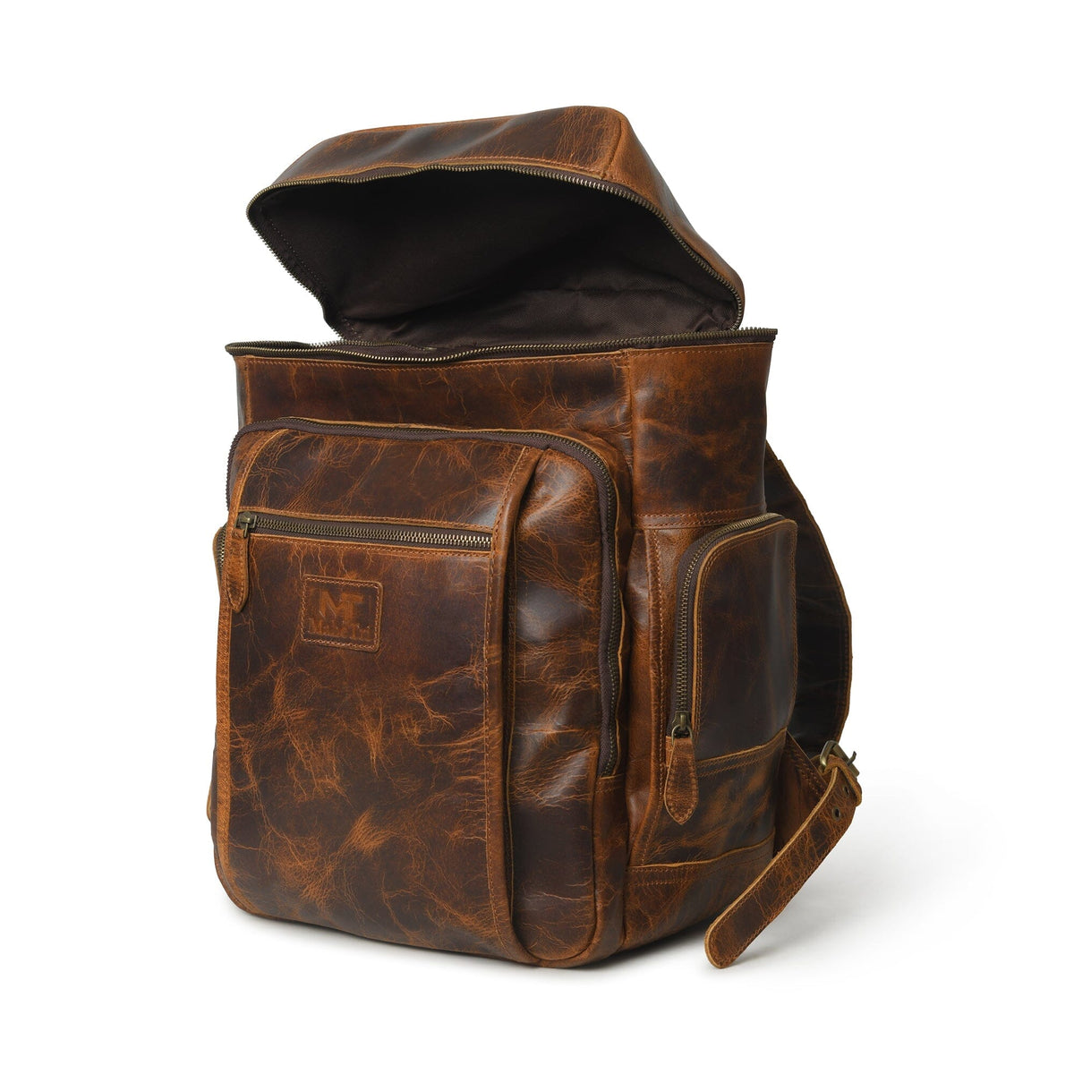 Alpha Caramel Buffalo Leather Travel Backpack by Classy Leather Bags