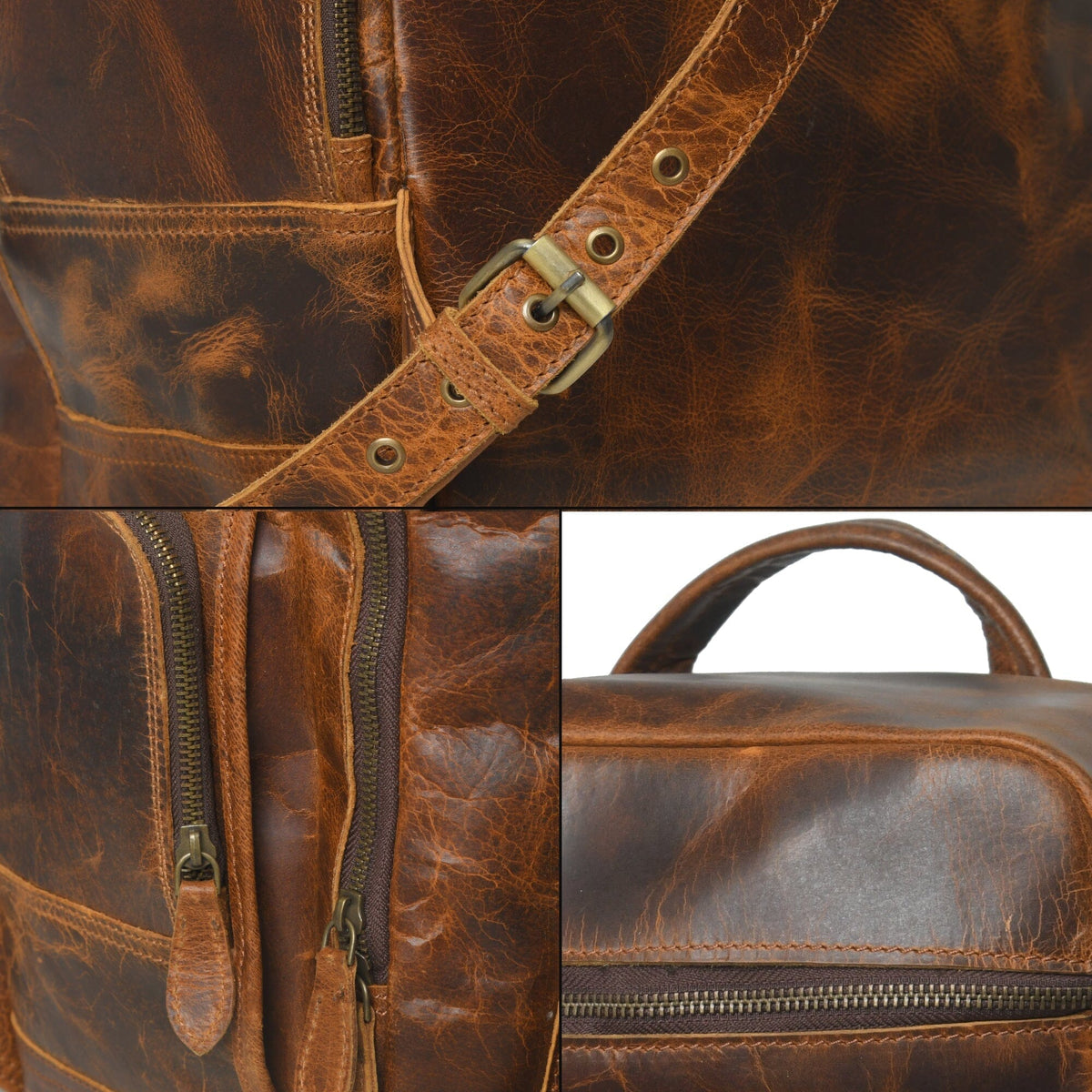 Alpha Caramel Buffalo Leather Travel Backpack by Classy Leather Bags
