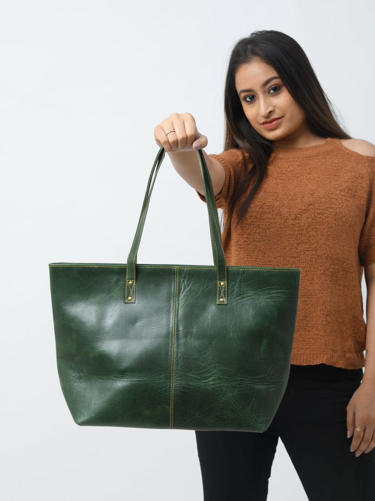 The Kim Tote Bag - Green by Classy Leather Bags